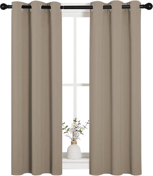 NICETOWN Blackout Curtain Panels - Thermal Insulated Grommet Drapes for Basement | Taupe, 29x45 Inch (1 Pair)