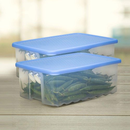 Tupperware Plastic Fruits And Vegetables Storer - 1.6 Litre, 2 Pieces, Blue