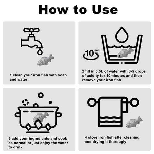 Iron Fish Cooking Tool, Iron Fish for Iron Deficiency, Natural Iron Supplement to Support Iron Levels for Vegans, Great Gift for Family and Friends (1Pack)