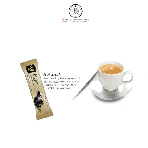 TRUNG NGUYEN G7 Gold Picasso Latte Instant Coffee Single Served Sticks for Energy Boost (8.9 oz - Box of 14 Sticks)