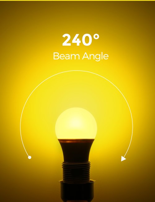 DORESshop Yellow Light Bulbs, Bug Lights for Outside, A19 Bug Light Bulbs 9W (60 Watt Equivalent) Amber Porch Light Bulb, Non-Attracting, E26 Base, Ideal for Patio, Backyard, Not-Dimmable, 2 Pack