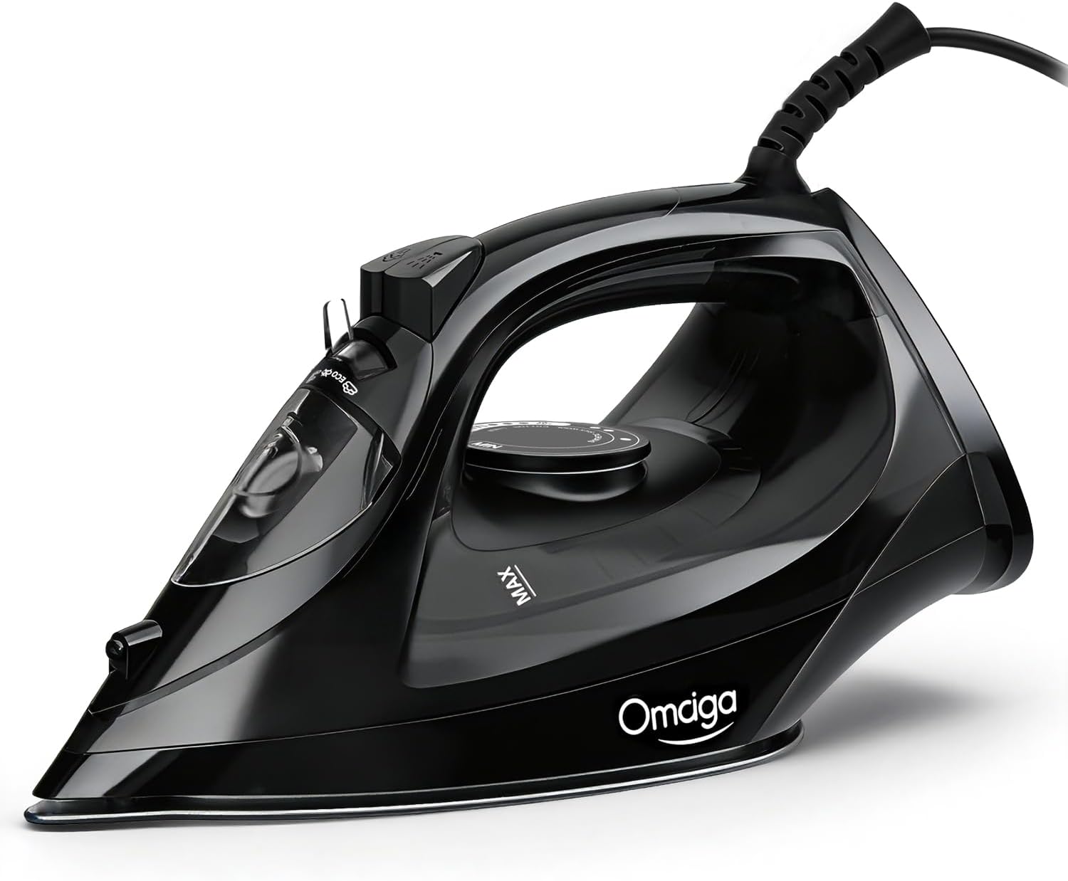 OMAIGA 1500W Steam Iron - Rapid Heating, Non-Stick Ceramic Soleplate, Auto-Off | Black