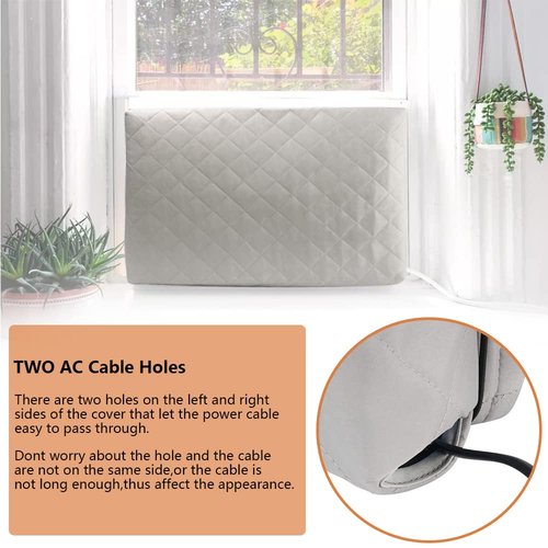 HOXHA Indoor Air Conditioner Cover for Window Units,Double Insulation Anti-Rust Adjustable Inside Window AC Cover with Free Elastic Straps