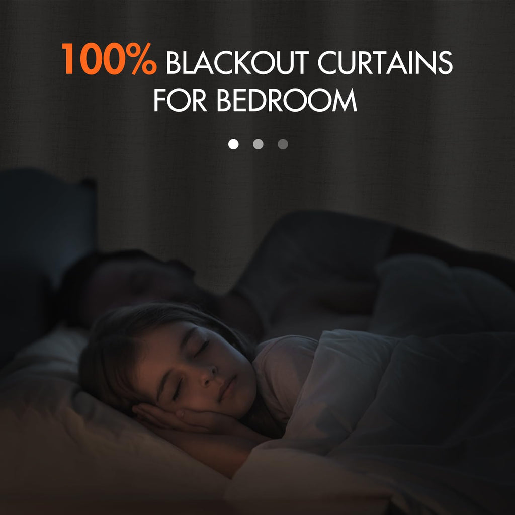MIULEE 100% Blackout Curtains 90 inches Long Linen Curtains & Drapes for Bedroom Back Tab Living Room Darkening Full Black Out Window Curtain Panels Rod Pocket, Beige, 2 Panels Set
