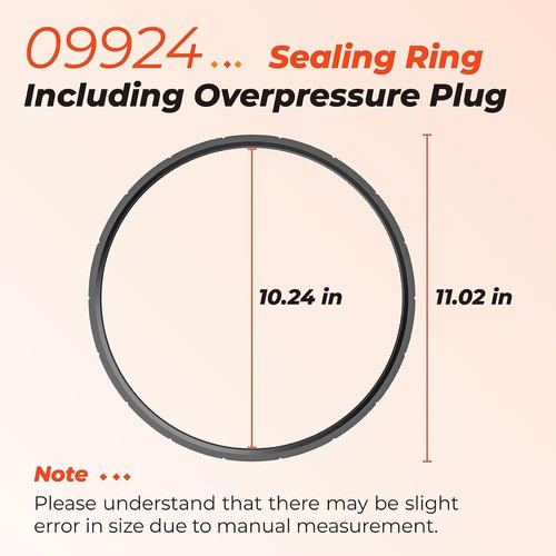 09924 Pressure Canner Sealing Ring with Overpressure Plug Replace for Presto 6 8 Quart Pressure Cooker, Model fit for 0128206 0128202 0128203 0128204 0128303 0126306 6 & 8 Quart Pressure Cooker