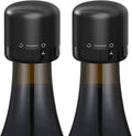 Wine Stopper 2-Pack, Silicone Sealed Wine Bottle Stopper, Twist-to-Seal Reusable Wine Sealer, Leak Proof Wine Toppers Stopper Keeps Wine Fresh, Black