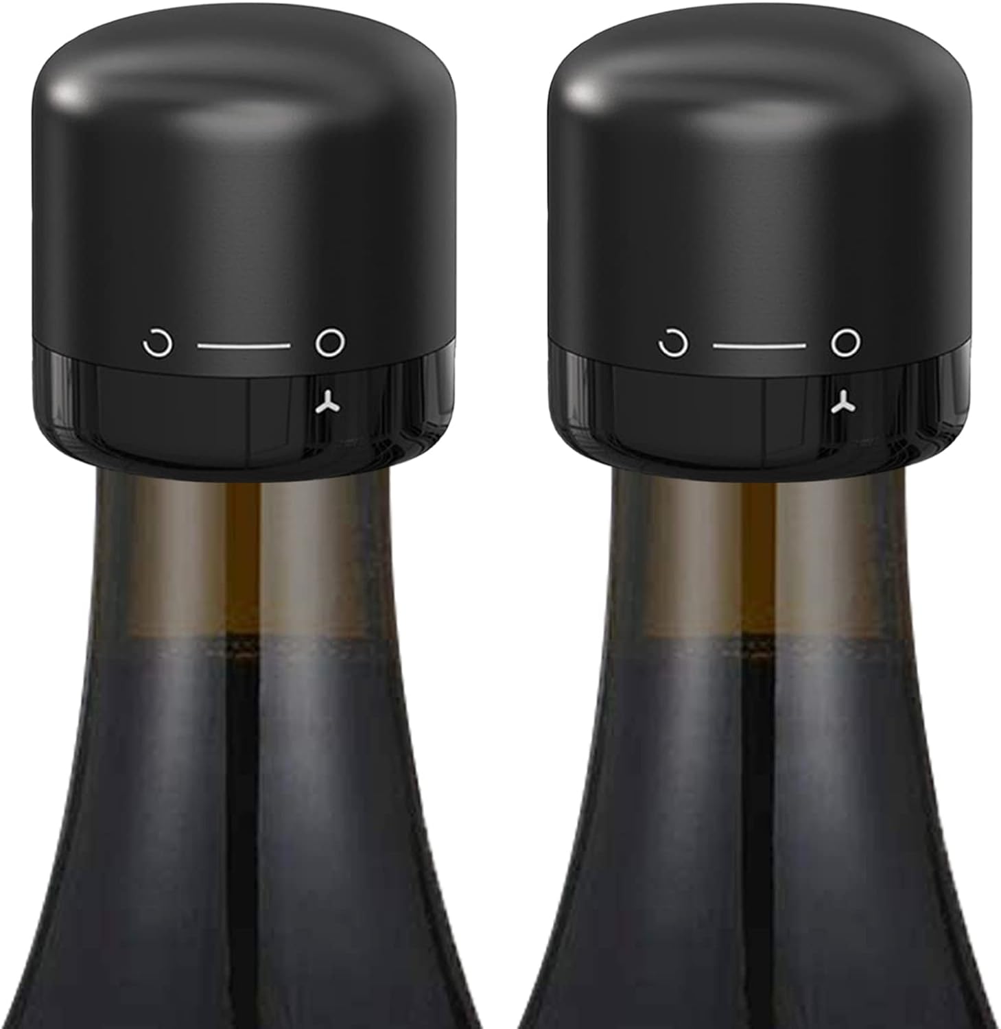 Wine Stopper 2-Pack, Silicone Sealed Wine Bottle Stopper, Twist-to-Seal Reusable Wine Sealer, Leak Proof Wine Toppers Stopper Keeps Wine Fresh, Black