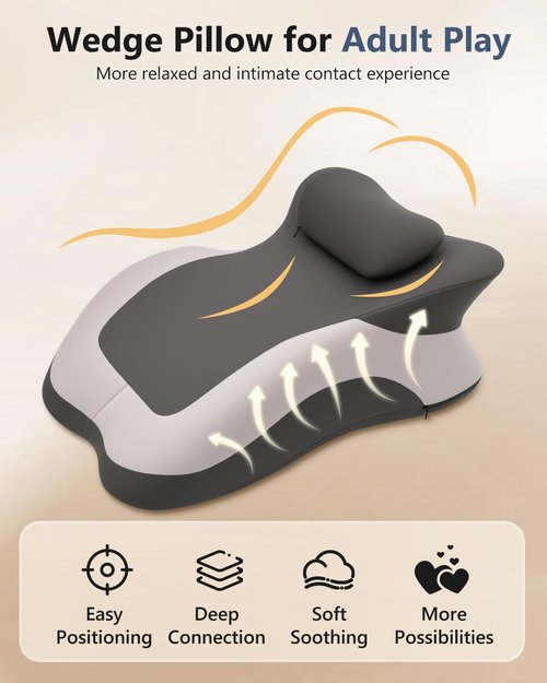 Eppyyo Memory Foam Ergonomic Wedge Pillow, Squat Pillow, Prone Pillow for Sleeping, Reading Pillow for Bed, Ideal for Massage, with Removable Cover, Back Support, Multi-Functional Memory Foam (Grey)