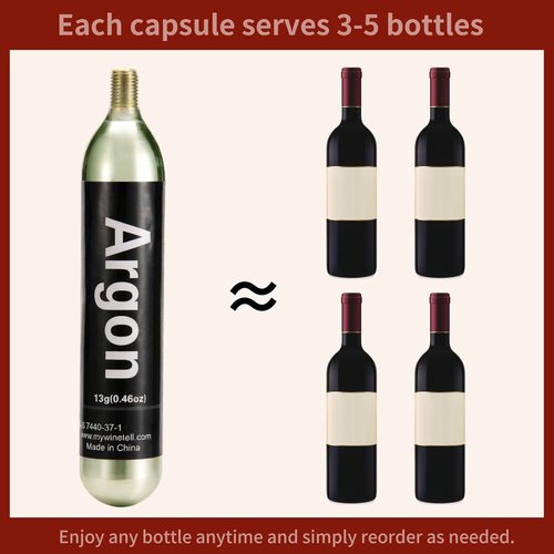 Argon Capsules for Wine Preservation Systems – Compatible with Wine Saver & Dispenser – Long-Lasting Freshness for Wine Freshness & Storage (3 Pack)