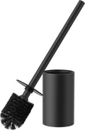 FORIOUS Toilet Brush Set - Heavy Duty 304 Stainless Steel with Holder | Matte Black, Space-Saving Design