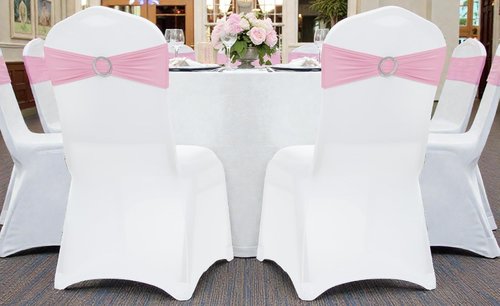 MDS Spandex Chair Sashes - Premium Stretch Covers with Buckle Slider | Universal Fit for Weddings & Events - Pink, Pack of 75