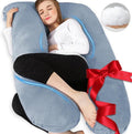 Chilling Home U-Shaped Pregnancy Pillow - Velvet Removable Cover | 55-Inch Full Support Body Pillow - Grey
