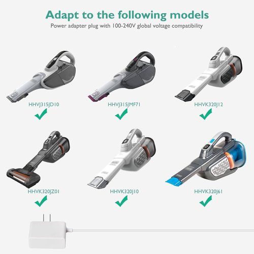 Lnauy Charger Compatible with Black and Decker HHVJ315JD10 / HHVJ315JMF71 / HHVK320J61 / HHVK320J10 / HHVK320JZ01 Dustbuster Smartech Handheld Vacuum 90602522-01 N561340 Replacement Power Supply Cord