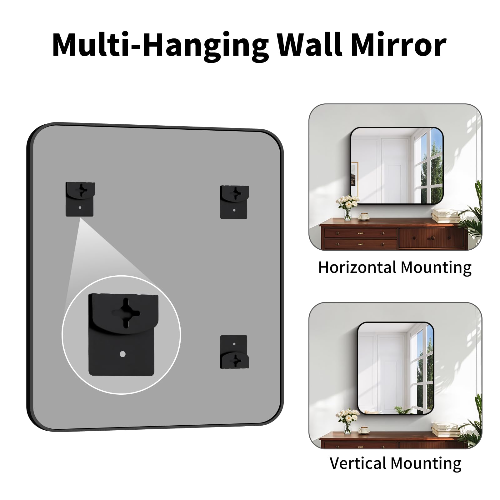 Koonmi Black Framed Bathroom Mirror - 30x36 Inch Shatterproof Tempered Glass Vanity Mirror for Bathroom Sink, Wall Mounted with Matte Aluminum Alloy Frame, No Distortion, Modern Decor