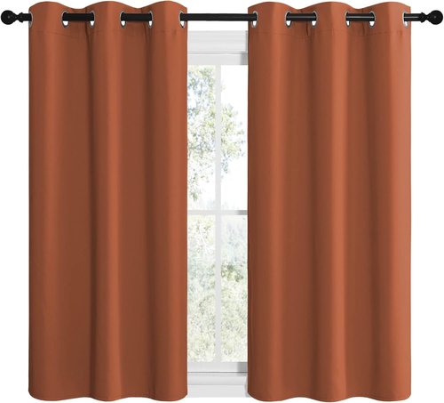 NICETOWN Blackout Curtains - Thermal Insulated Privacy Drapes for Bedroom | Burnt Orange, 48" Long, 42" Wide (1 Pair)