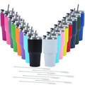 GCVV 16 Pack 30oz Insulated Tumbler with Lids and Straw, Stainless Steel Travel Coffee Tumbler,Powder Coated Travel Mug (Mixed color)