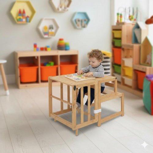 COSYLAND 3-in-1 Toddler Standing Tower with Whiteboard – Convertible Kitchen Stool for Toddlers – Globally Certified Kids Kitchen Step Stool (Natural)