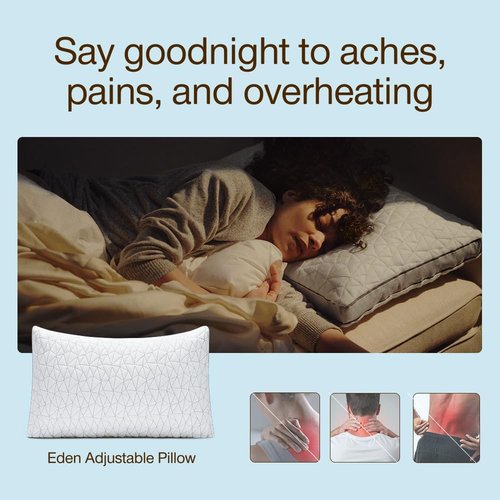 Coop Home Goods Eden Bed Pillow - Medium Soft Memory Foam Cooling Gel for All Sleep Positions | Queen Size