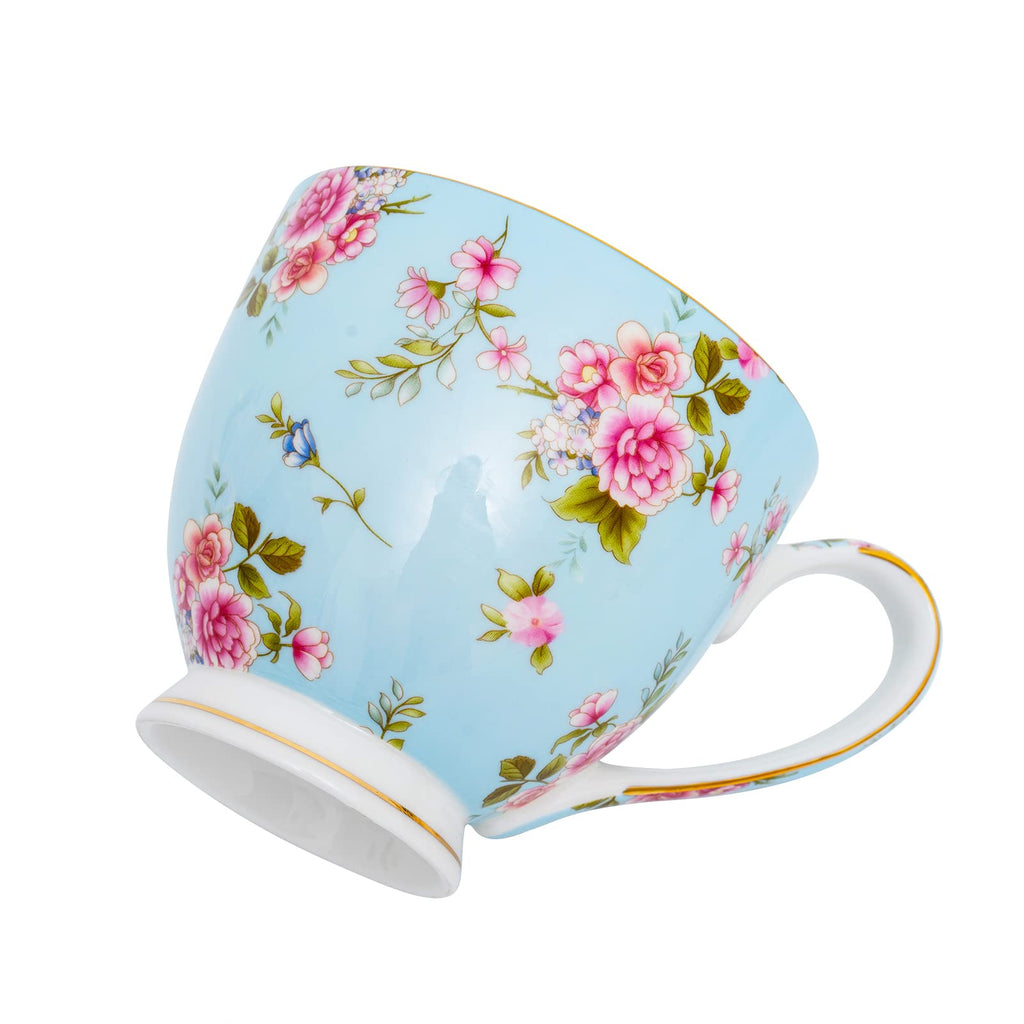 YUESITE 16oz Bone China Coffee Mugs for Women Mugs Flora Coffee Tea Cups Novetly Coffee Cups Gift for Women Mom Friends