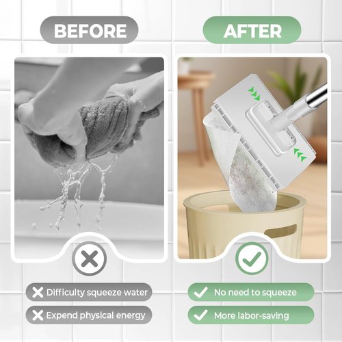 Disposable Dust Mop with 5 Reusable Cloths, 2026 Upgrade 39" Long Handle Wet and Dry Flat Mopping Sweeper Stick, No Wash Clip Mops with Locking Head, Retractable Gap Dust Cleaner for Wet & Dry
