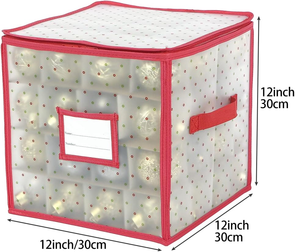 Sattiyrch Christmas Ornament Storage Box - Durable Dust-Proof Organizer with Customizable Dividers | Holds 64 x 3-Inch Ornaments