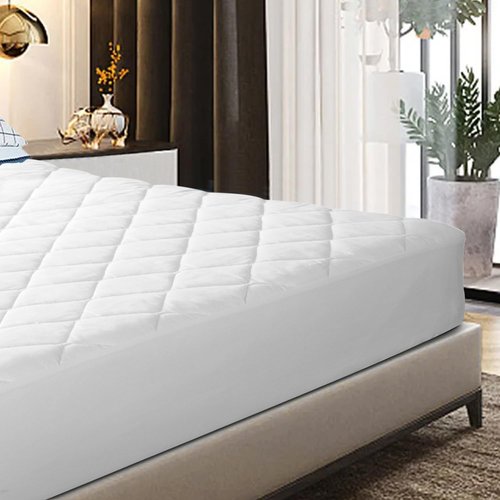 EIUE Quilted Mattress Pad - Breathable Elastic Fitted Topper Protector | Lightweight & Machine Washable, Queen (60x80 in), White