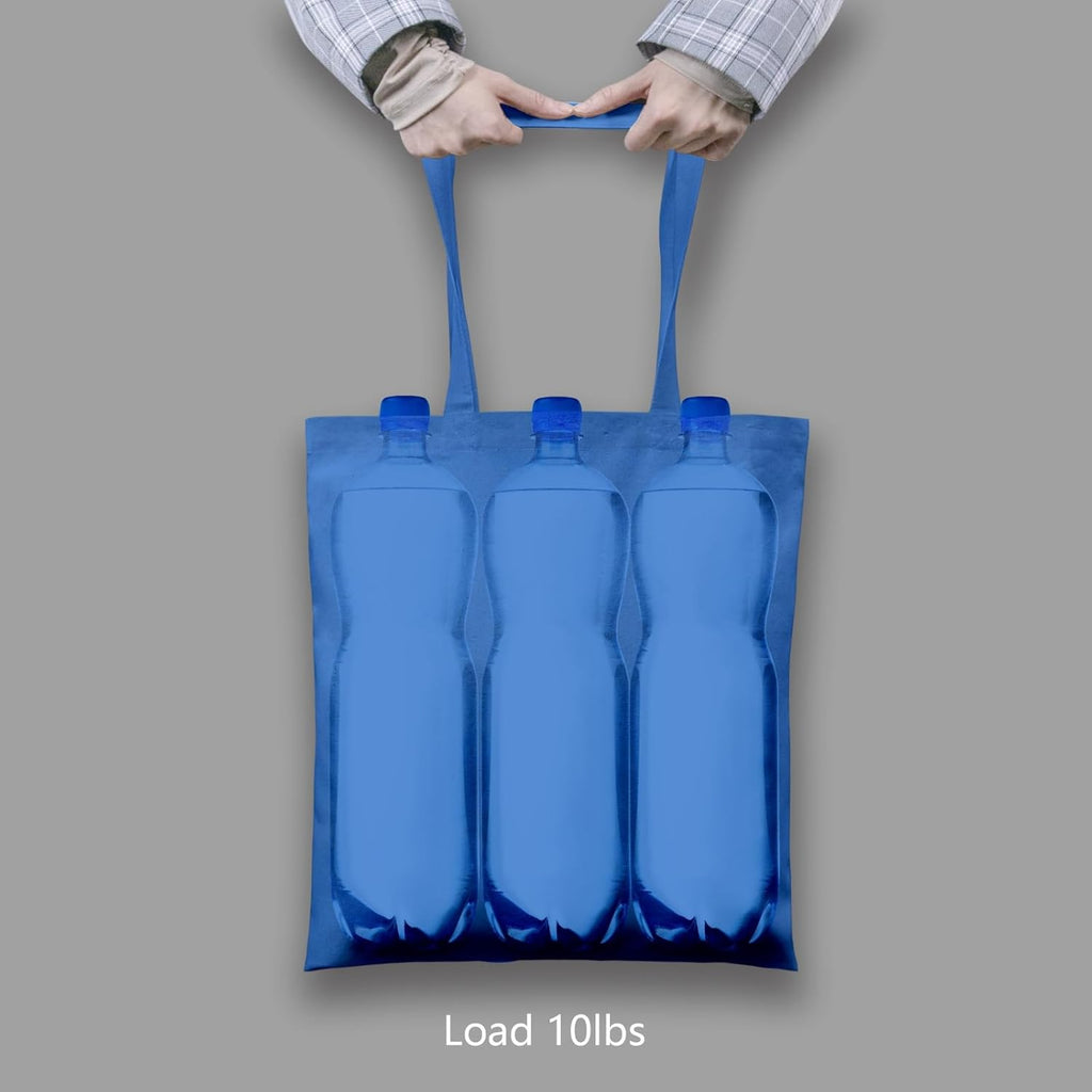 TOPDesign 24-Pack Ocean Blue Cotton Tote Bags - Lightweight, Reusable Grocery Shopping Bags | Ideal for DIY & Promotions