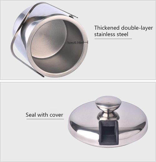 1.3L Stainless Steel Ice Bucket - Double Wall Insulated w/Lid & Scoop, Keeps Ice Cold for Hours (Perfect for Wine, Champagne, Cocktails)