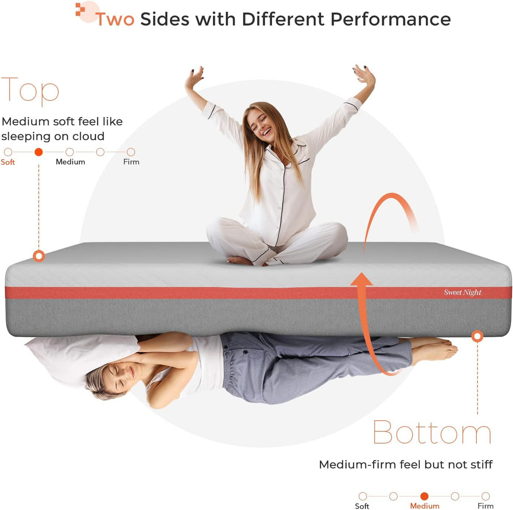 Sweetnight 12 Inch Queen Gel Memory Foam Mattress - Cool Sleep & Pressure Relief, Plush Comfort