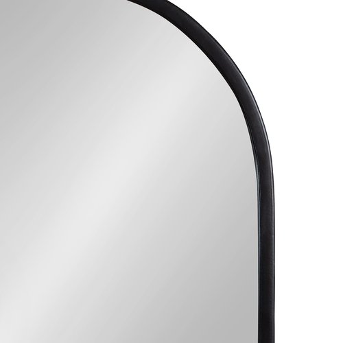 Kate and Laurel Estero Modern Metal Oval Mirror with Rounded Shelf; 11 x 25; Black; Decorative Contemporary Capsule Shelf Mirror for Storage and Display