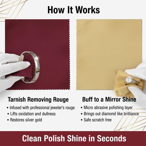 Cadie Silver Polishing Rouge Cloth - 100% Treated Reusable Cotton Jewelry Cleaning Cloth for Silver, Gold, Platinum & Silverware - Restore Shine, Remove Tarnish, 10 x 12 Inches, 1 Pack