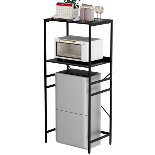QieerHior Mini Fridge Shelf Mini Fridge and Microwave Stand Over Mini Fridge Storage Rack Height Adjustable Microwave and Fridge Stand Suitable for Dorm, Kitchens, Offices, Black