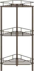 HuggieGems 3-Tier Corner Shower Caddy Organizer - Stylish Bronze Bathroom Shelf with Hooks