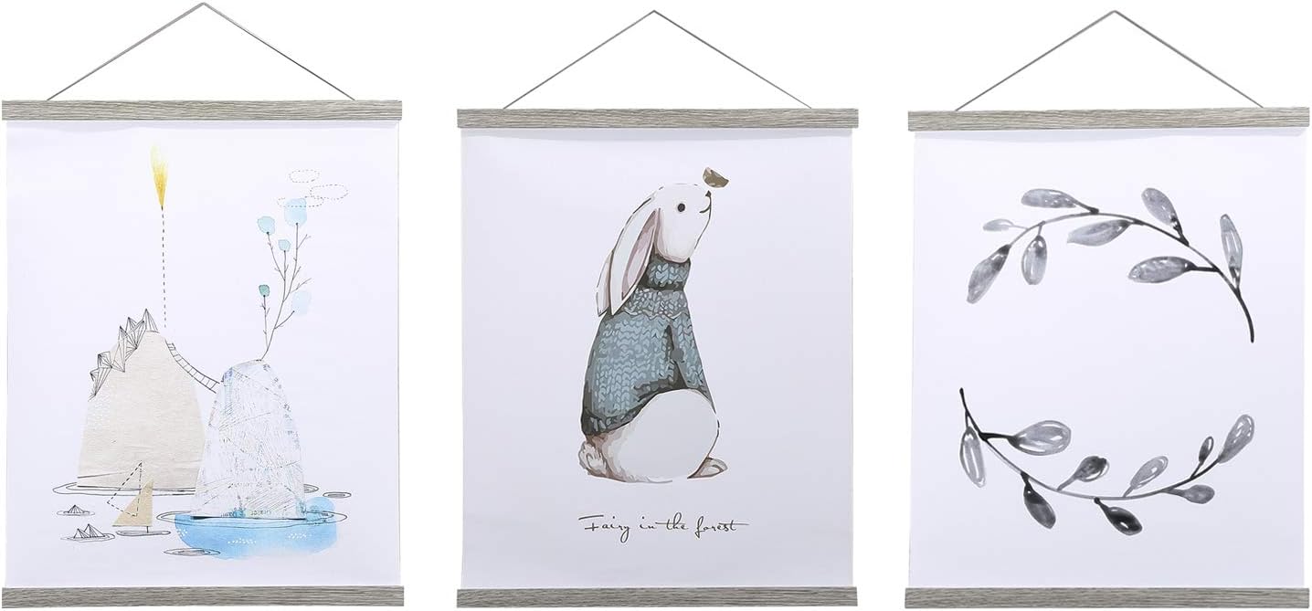 Benjia Magnetic Poster Hanger - 40" Wooden Frame for Canvas & Artwork | Easy Wall Display (Grey)