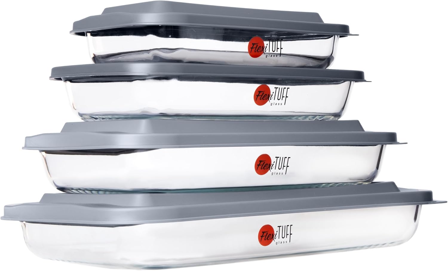 Regine Switzerland 8-Piece Rectangular Bakeware Set - BPA-Free, Leakproof, Microwave & Dishwasher Safe | Clear Containers with Lids