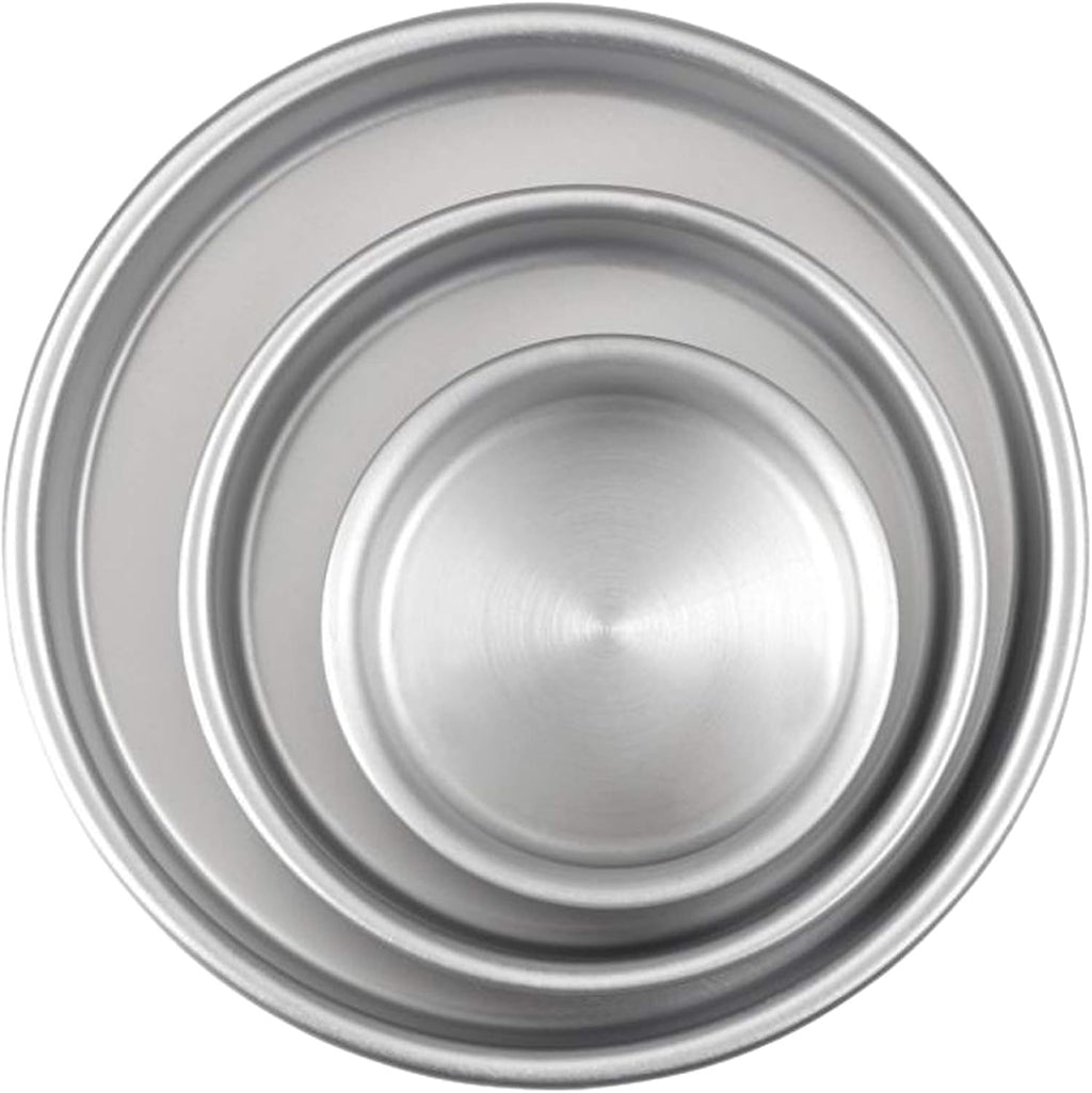 Wilton 3-Piece Aluminum Round Cake Pan Set - Durable, Even Heating Bakeware for Tiered Cakes | 4, 6, 8 Inch