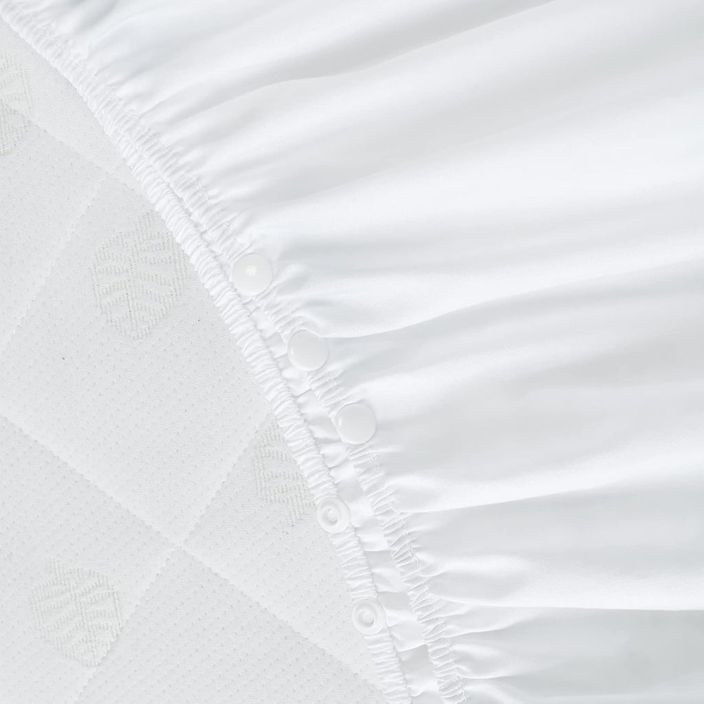 Crib Bed Skirt - Skiennix 28” x 52” Pleated Dust Ruffle | Adjustable Fit for Toddler Beds, Soft White