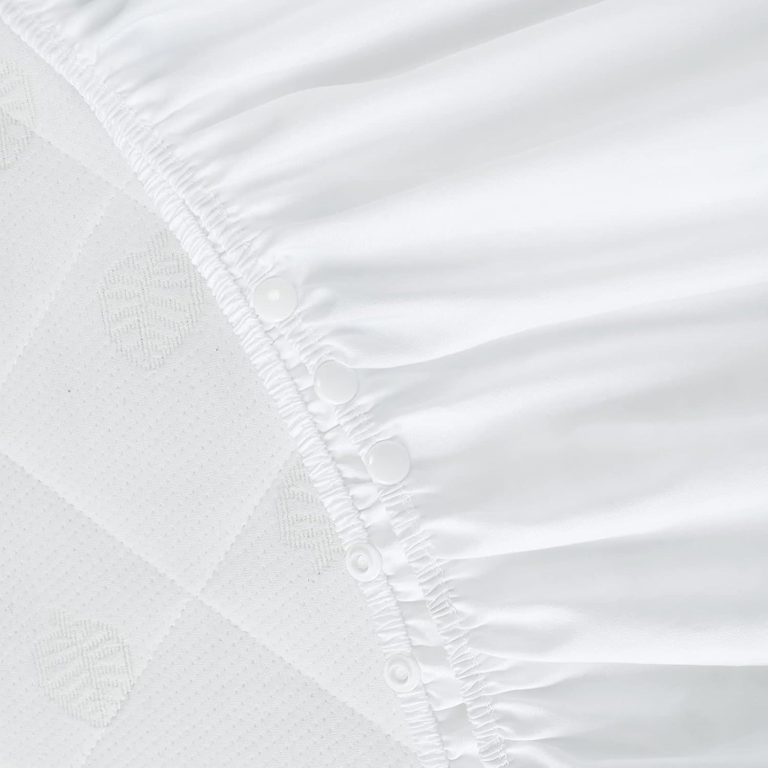 Crib Bed Skirt - Skiennix 28” x 52” Pleated Dust Ruffle | Adjustable Fit for Toddler Beds, Soft White