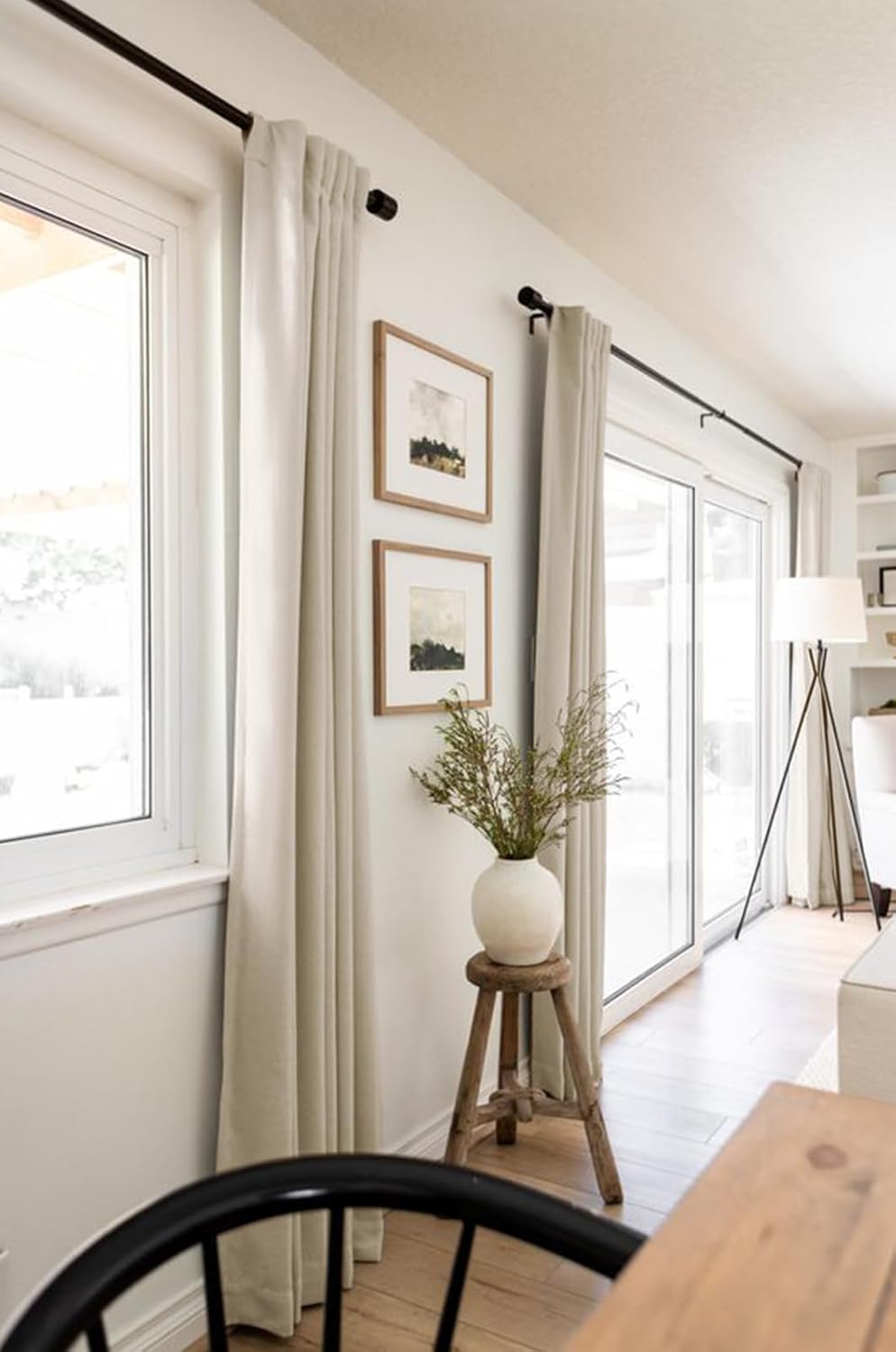 Skiennix 100% Blackout Linen Curtains - Thermal Insulated Drapes for Bedroom | 50" W x 102" L, Oatmeal, 2 Panels Set