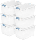 Sterilite 6-Pack Latching Storage Bins - Heavy-Duty 64 Quart Clear Plastic Containers for Organizing