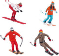 DYNWAVE Nordic Skiing Figures - 4Pcs 1/64 Scale Resin Models for DIY Crafts & Fairy Gardens