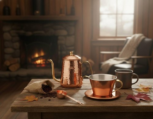 Carita Kalita Copper Coffee Pot, Enjoy Aging, 20.6 fl oz (600 ml), Fine Nozzle, Open Fire, Made in Japan, Cu-kettle 600#52260 Drip Pot, Kettle, Coffee Maker, Yakan, Server, Barley Tea, White Water,