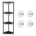Orimade Rustproof 4 Tier Floor Standing Corner Shower Caddy Bundle with Round Adhesive Replacement Stickers