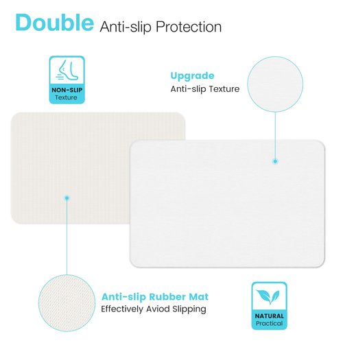 Yinoos Diatomite Stone Bath Mat, Premium Non-Slip Natural Diatomaceous Earth Bathtub Quick Drying Mats for Bathroom Floor (23.6" x 15.4" White)