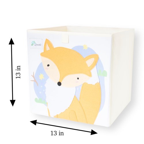Queebi Fox Storage Cube- Organizer for Nursery, Playroom, Bedroom, Closet. Foldable Box 13x13x13 inches. Children's Toy Box, Diaper Caddy, Clothing Basket, Book Bin, Baby Essentials & Kids Gift