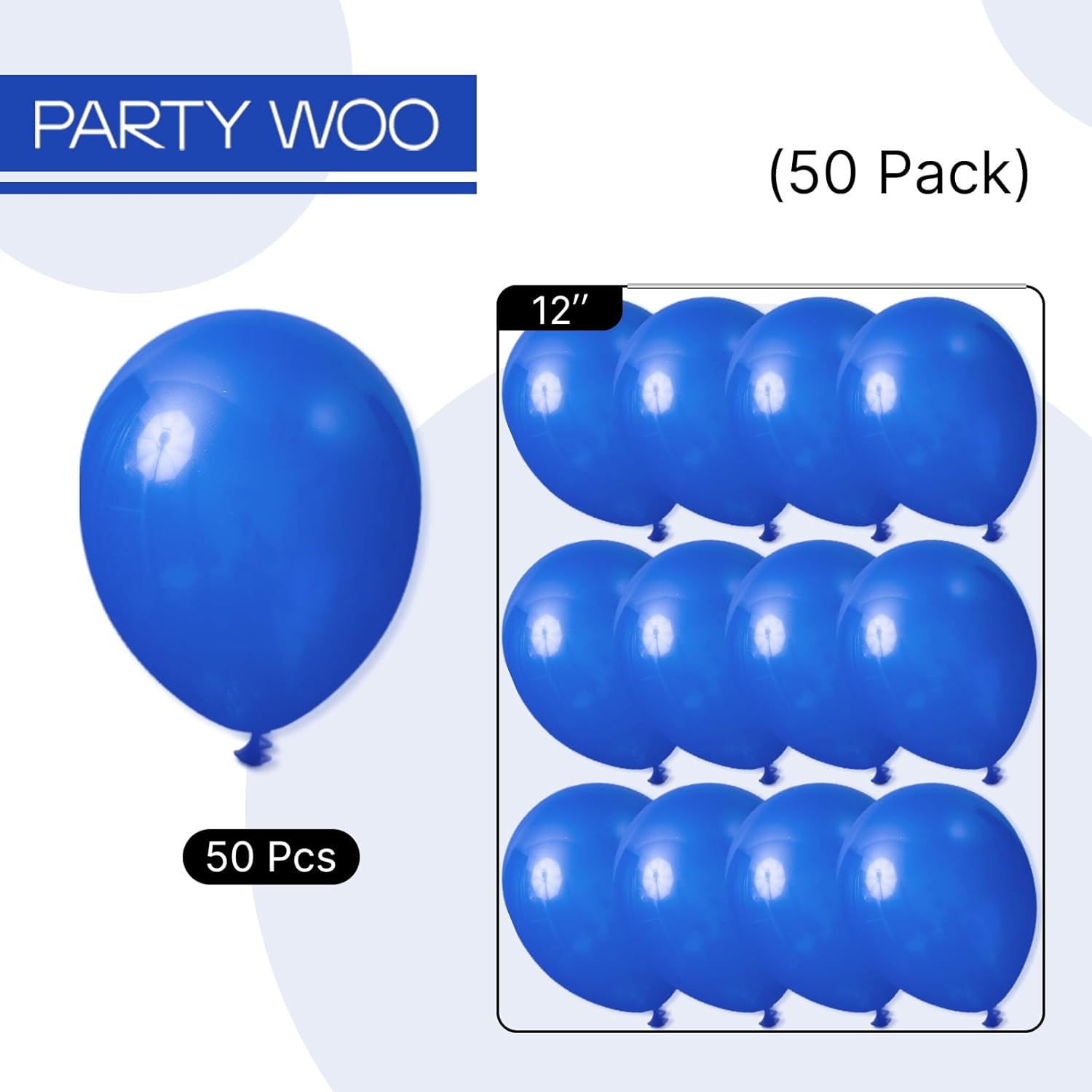 PartyWoo Royal Blue Balloons - 50 Pcs 12 Inch Matte Latex Helium Balloons for Celebrations