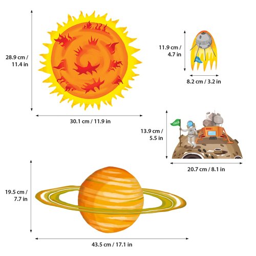 DECOWALL Solar System Wall Decals (Large) for Kids Nursery – Planets Space Wall Stickers, Peel and Stick Removable Educational Decor for Bedroom, Playroom & Living Room (SG2-1501)