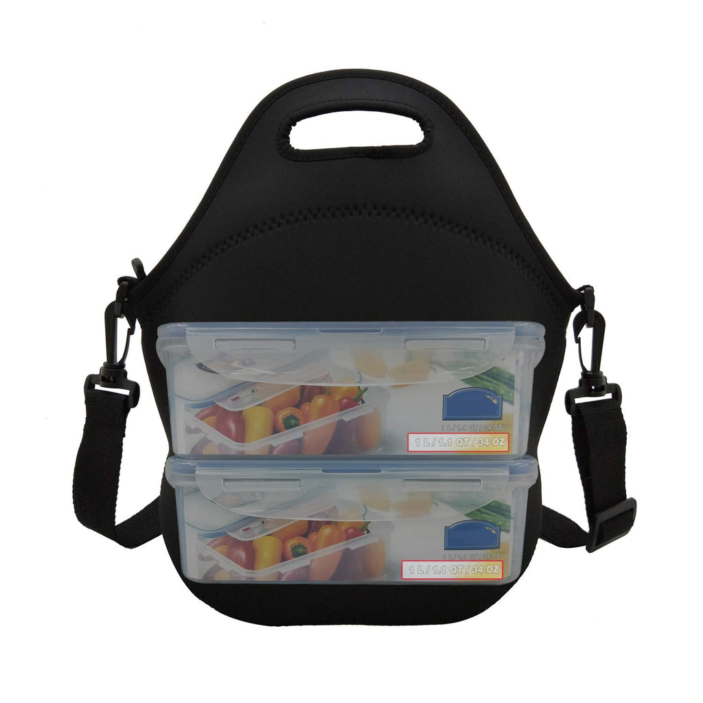 Neoprene Lunch Bags Boxes for Women Men, Insulated Lunch Cooler Tote Bag Box for Office Work Picnic Travel (Purple Flower)