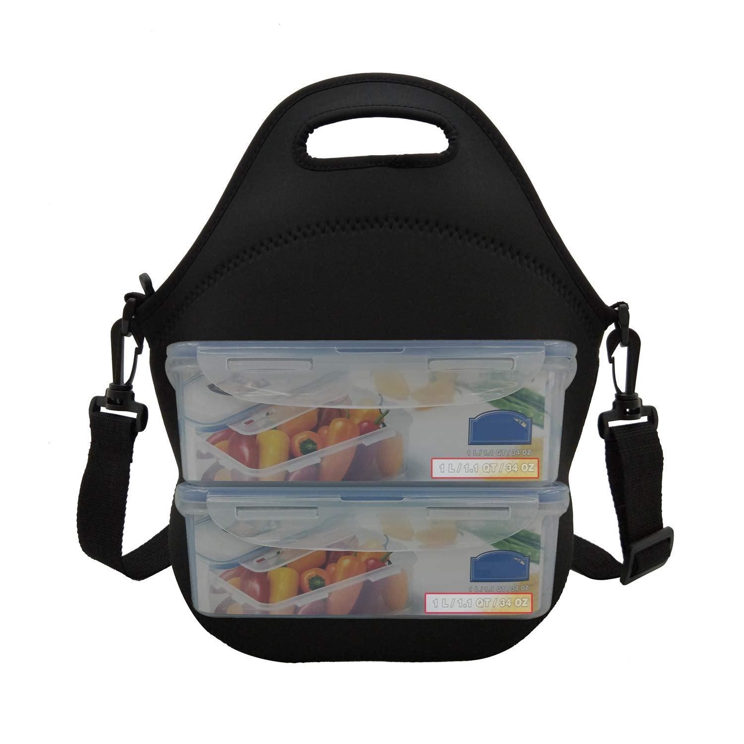 Neoprene Lunch Bags Boxes for Women Men, Insulated Lunch Cooler Tote Bag Box for Office Work Picnic Travel (Purple Flower)