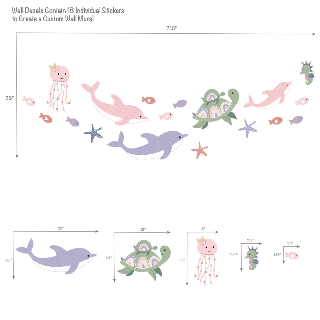Lambs & Ivy Sea Dreams Dolphins/Turtles/Fish Underwater/Nautical Wall Decals Multicolor